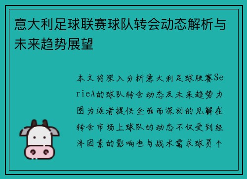 意大利足球联赛球队转会动态解析与未来趋势展望